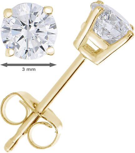 1/2 to 2 Carat Lab Grown Diamond Stud Earrings 14K Yellow Gold VS1 Clarity for Women in Round Prong Set in Saudi Arabia