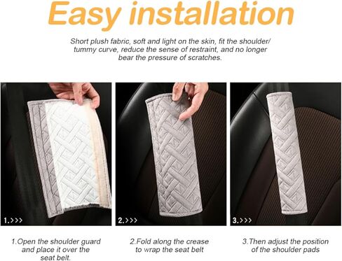 وسادات حزام مقعد السيارة، عبوتان من أغطية حزام الكتف الناعمة ذات الفراء لقيادة أكثر راحة، ملحقات داخلية للسيارة، وسادة حزام عالمية لجميع السيارات وأشرطة الظهر (أحمر) in Kuwait