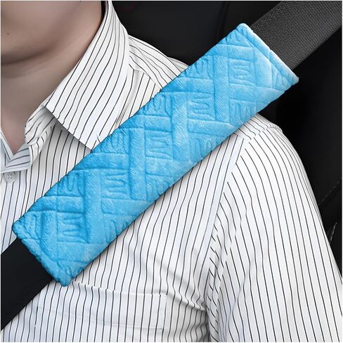 وسادات حزام مقعد السيارة، عبوتان من أغطية حزام الكتف الناعمة ذات الفراء لقيادة أكثر راحة، ملحقات داخلية للسيارة، وسادة حزام عالمية لجميع السيارات وأشرطة الظهر (أحمر) in Kuwait