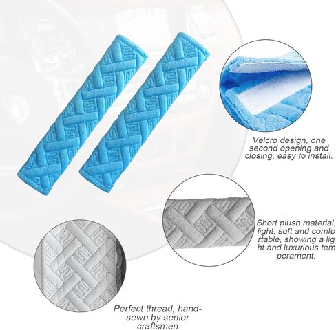 وسادات حزام مقعد السيارة، عبوتان من أغطية حزام الكتف الناعمة ذات الفراء لقيادة أكثر راحة، ملحقات داخلية للسيارة، وسادة حزام عالمية لجميع السيارات وأشرطة الظهر (أحمر) in Kuwait