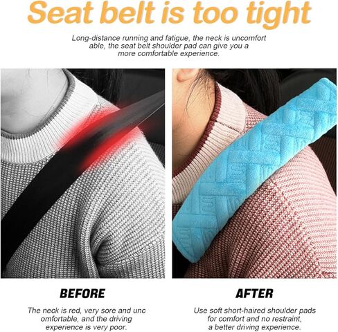 وسادات حزام مقعد السيارة، عبوتان من أغطية حزام الكتف الناعمة ذات الفراء لقيادة أكثر راحة، ملحقات داخلية للسيارة، وسادة حزام عالمية لجميع السيارات وأشرطة الظهر (أحمر) in Kuwait