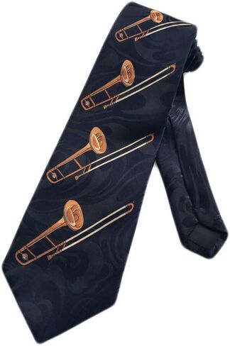 ربطة عنق موسيقى الجاز ترومبون للرجال من ستيفن هاريس - أزرق - ربطة عنق بمقاس واحد in Kuwait