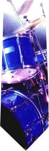 ربطة عنق جديدة بنمط Drums للرجال بطول عادي - أزرق in Kuwait