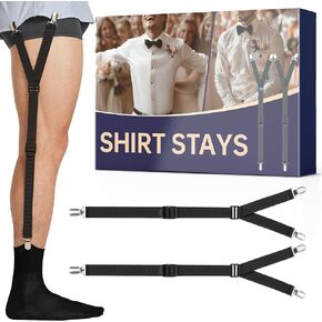 B&P Shirt Stays Comfortable Adjustable Elastic Heavy Duty Clips Simple to Use Shirt Holders