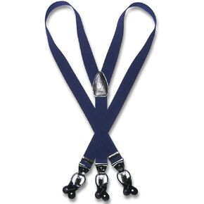 Vesuvio Napoli Mens Y-Back Button & Clip Convertible Suspenders (Navy)