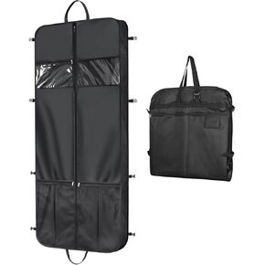 Zilink 60" Long Garment Bags for Travel Waterproof Garment Bag for Dresses Long Hanging Dress Bags for Closet Storage with Adjustable Handles and Stable Buckles for Suit Coats Tuxedos Dresses, Black