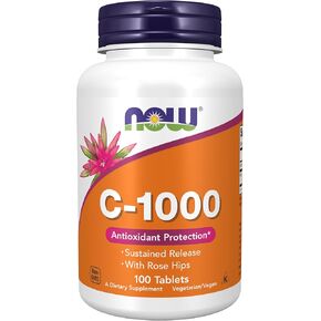 NOW Foods Supplements, Vitamin C-1,000 with Rose Hips, Sustained Release, Antioxidant Protection*, 100 Tablets