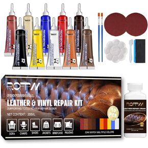 Leather Repair Kit for Furniture Vinyl Repair Kit for Car Seats, Couch Vinyl Repair Compound Restore Any Material, Bonded, Faux, Artificial, Pleather, Genuine
