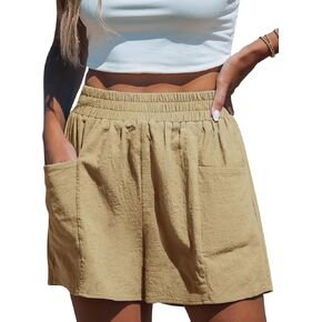 CUPSHE Women High Waisted Straight Leg Summer Elastic Casual Lightweight Walking Shorts with Pocket