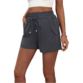 MakeMeChic Women's Casual Drawstring Waist Straight Leg Shorts Slant Pocket Street Shorts