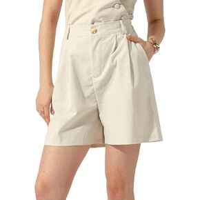 Allegra K Linen Short for Women's Summer Casual Elastic High Waist Shorts