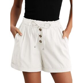 Feiersi Womens Casual Wide Leg Shorts Drawstring Elastic Waist Summer Trendy Trouser Short with Pockets