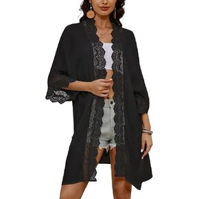 Bsubseach Kimonos for Women Lace Sexy Swimsuit Coverup Bathing Suit Cover Ups Swimwear Beach Summer Cardigan