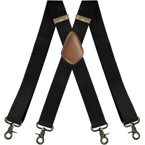 Heavy Duty Men's Suspenders with Hooks Wide Adjustable Elastic Work Suspenders Vintage X-back Suspenders for Men