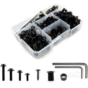 177Pcs Universal Motorcycle Fairing Bolt Kit - M5 M6 Windscreen Screws, Aluminum Fasteners Fairing Bolts Nut Clips Set.