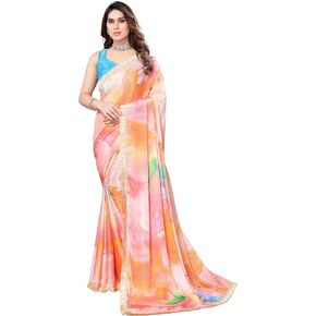 MAHEK Fab Indian Sarees for Women's All Over New Fancy Printed Georgette Saree with Border sari & Blouse Piece