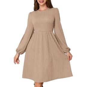 Womens Dresses 2024 Long Sleeve Crew Neck Casual Fall Winter Tunic Dress Mini Wedding Guest Dresses with Pockets
