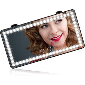 Car Sun Visor Mirror with 1700mha Rechargeable Battery Automobile Car Vanity Mirror with LED Lights Car makeup mirror Dimming Touch Sensor USB Power Detachable(Black)