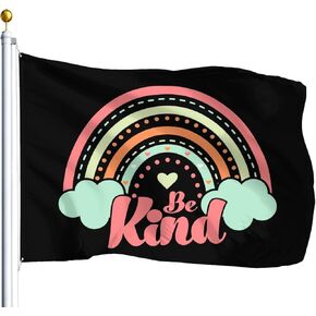 Be Kind Vintage Rainbow Flags For Room Teen Happy Tapestry For Room Outdoor Banner For Outside 3x5 Ft, Birthday Gifts For Friends