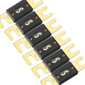smseace 6Pack 150amp/150a ANL Fuse Compatible with 12V & 24V Systems for Audio Marine Vehicle Video System Gold-Plated ANL Fuses