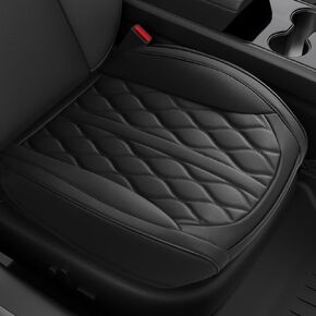 Tesla Model 3 & Model Y Luxury Faux Leather Car Seat Covers – 2 Pack Front Bottom Protectors (2020-2024) – Waterproof, Breathable, Anti-Slip, Full Coverage with Storage Pocket (White, Front-2 Pcs)