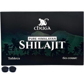 Chuga Pure Himalayan Shilajit Tablets for Men & Women | Organic Shilajit Harvested 16,000 Feet | Lab Tested in USA, 75+ Fulvic Acid, Grade A, Immune Booster, Shilajit Tablets, 60 Servings (1)