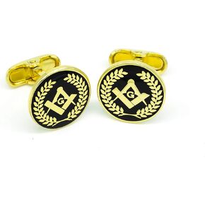 Square and Compass Wreath Cufflinks by Masonic Revival (Gold)