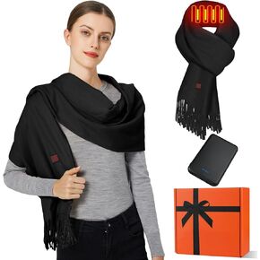 Heated Scarf for Women Men Rechargeable Heated Scarves Blanket with Battery Pack Neck Heating Pad Electric Scarf Heated