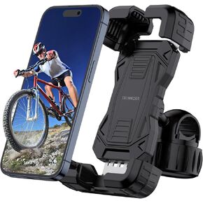Upgrade quick install Bike Phone Mount Holder, Adjustable Cell Phone Holder Mount for e-Bike Bicycle Motorcycle, Cellphone Cradle Clip for iPhone 16 Pro Max/Plus, and all 4.7"- 6.8" Cell Phones