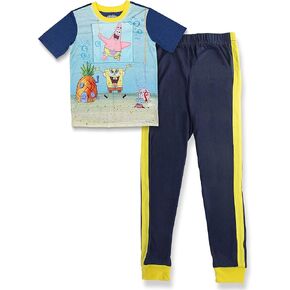 SpongeBob SquarePants Boy's 2 Piece Pajama Set,100% Polyester,Navy,Toddler Size