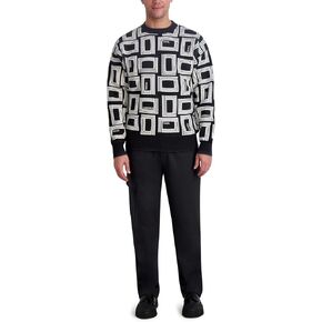 KARL LAGERFELD mens Long Sleeve Double L Raised All Over Logo Top