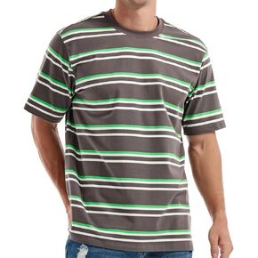 KLIEGOU Men's Fashion Loose Fit Crewneck Stripe T-Shirt