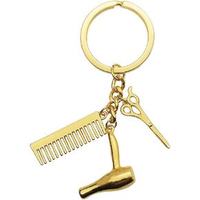 Xiahuyu Hairdresser Hair Dryer/Scissor/Comb Charm Pendant Keychain Keyring, Perfect for Salon Owner Hair Stylist Jewelry Gift Graduation Gift