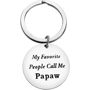 Xiahuyu Grandpa Keychain Fathers Day Gift My Favorite People Call Me Papaw Keychain Christmas Birthday Gifts for Grandad Papaw Grandfather Gifts from Granddaughter Grandson