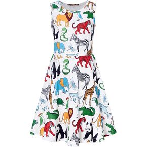 RAISEVERN Girls Dresses Sleeveless Summer Casual Swing Sundress for 4-15 Years
