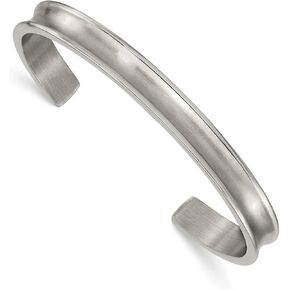 Lex & Lu Titanium Brushed with Polished Edge 6.5mm Cuff Bangle