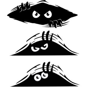 Black Monster Bumper Sticker Funny Peeking Monster Car Decal for Bumper Car Trucks Motorcycle Laptop Decor(11x4.25 inches, 3Pcs)
