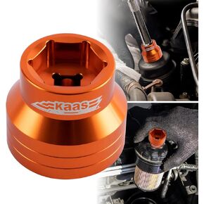 Kaas 24mm/36mm Reversible Oil Filter Socket - Fuel Filter Removal Tool for 2003-2010 6.0L/6.4L Diesel Engines, Easy Fuel Filter Cap Removal & Installation - Orange