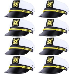 Olgaa 8pcs Captain Hats Men Women Adjustable Sailor Hats for Boat Costume Cosplay Party Family Cruise Accessory (Style 1)