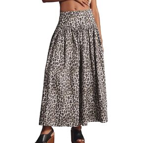 Leopard Print Skirt for Women Elegant Long Flowy Maxi Cheetah Print Skirt High Waist Aline Animal Print Skirts