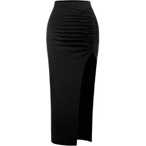 Verdusa Women's Ruched Side Split High Waist Bodycon Long Pencil Skirt in Saudi Arabia