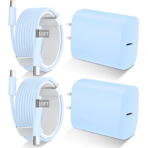DiHines 2-Pack 10 FT Long USB C to USB C Cord Cable with Block