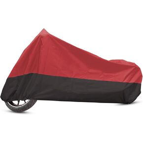 Motoforti Universal Motorcycle Cover, Waterproof Motorbike Cover Rain Dust Sun Protection, XXL, 190T Polyester Taffeta Fabric, Red Black, 1 Pcs