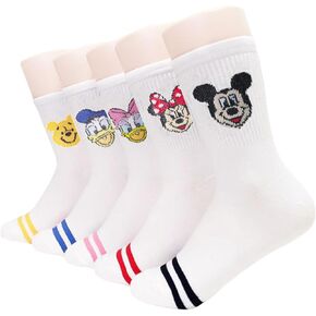 Animation Character Women Crew Socks 5 Pairs, Character Cartoon Series Collection Women's Original Socks