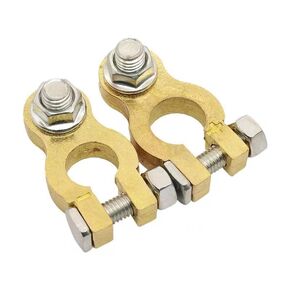 Universal Brass Battery Terminal Connectors, Top Post Battery Terminals Clamp Set for Marine Car Boat RV Vehicles (1 Pair)