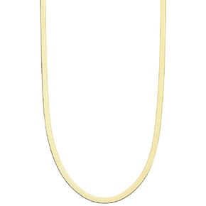 Miabella 18K Gold Over Sterling Silver Italian Solid 3.5mm Flexible Flat Herringbone Chain Necklace for Women, Made in Italy