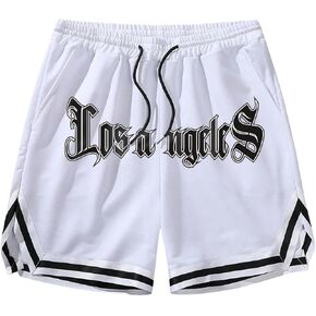 Floerns Men's Summer Letter Graphic Drawstring Waist Wide Leg Casual Sports Track Shorts
