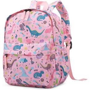 Cute Toddler Backpack for Boys Girls Preschool Kindergarten Nursery Travel School Bag with Chest Buckle(Pink Dinosaur)
