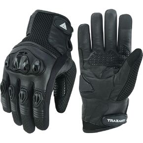 Goatskin Leather Motorcycle Gloves, Riding, Touring, Cruising, Biker, Palm Protection Slider Motorbike Gloves for Men and Women