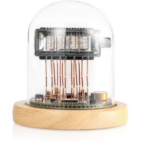 Douk Audio Vintage VFD Clock with WiFi Sync, RGB LED Backlight, Handcrafted Design for Home Decor, Nixie Tube-Inspired Mantel Shelf Clock